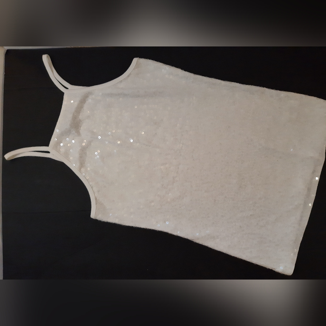 Express White Sequin Tank Top Size Small